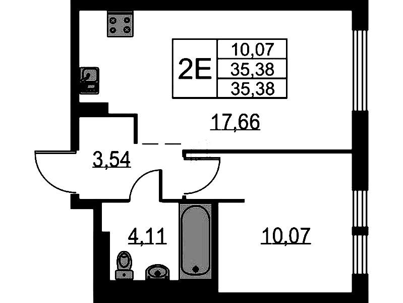 1-комнатная квартира 35.38 м², 1/12 эт., ЖК «Невская Долина»